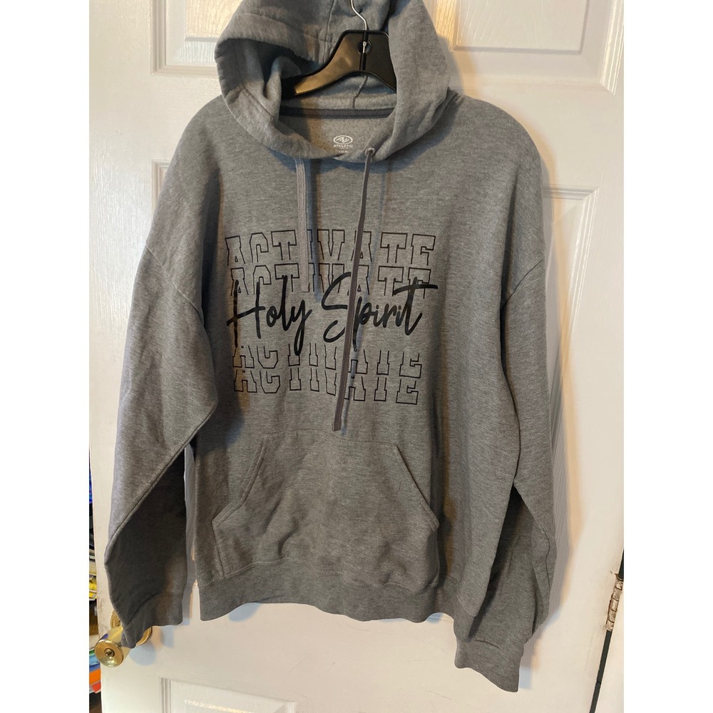 Athletic‎ Works Holy Spirit Activate Hoodie Mens Large Gray Graphic Sweatshirt